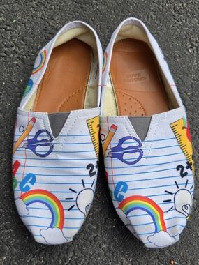 Womans School-Print Slip-On Shoes Groove Bags, Size 10
